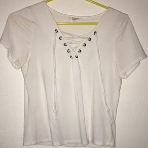 White lace up t-shirt